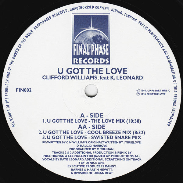 Clifford Williams* feat K. Leonard* – U Got The Love - VG+
